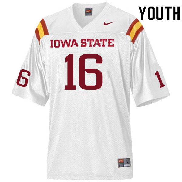 Iowa State Cyclones Youth #16 Answer Gaye Nike NCAA Authentic White College Stitched Football Jersey AZ42Y60SX